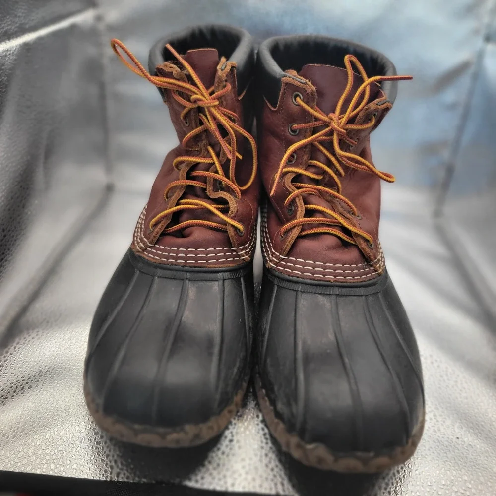 LL Bean Bean Boots Brown Black Leather Duck Boots Mens 11 M Made in USA 8